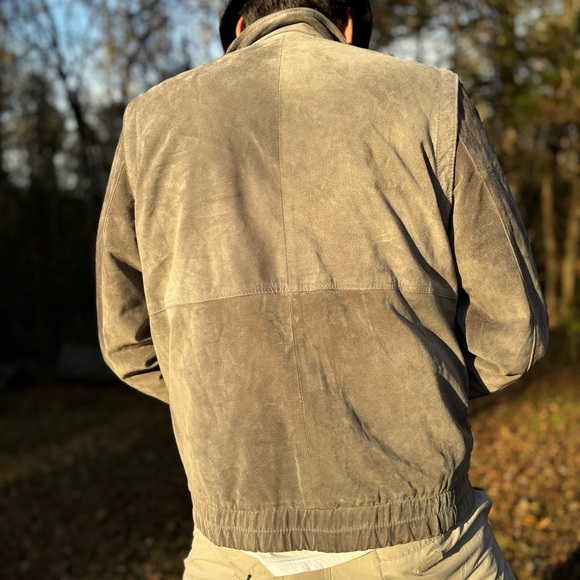 ST MICHAEL—Vintage Gray Suede Leather Bomber—Men 40—Made in Israel!—100% Pigskin - Picture 7 of 13